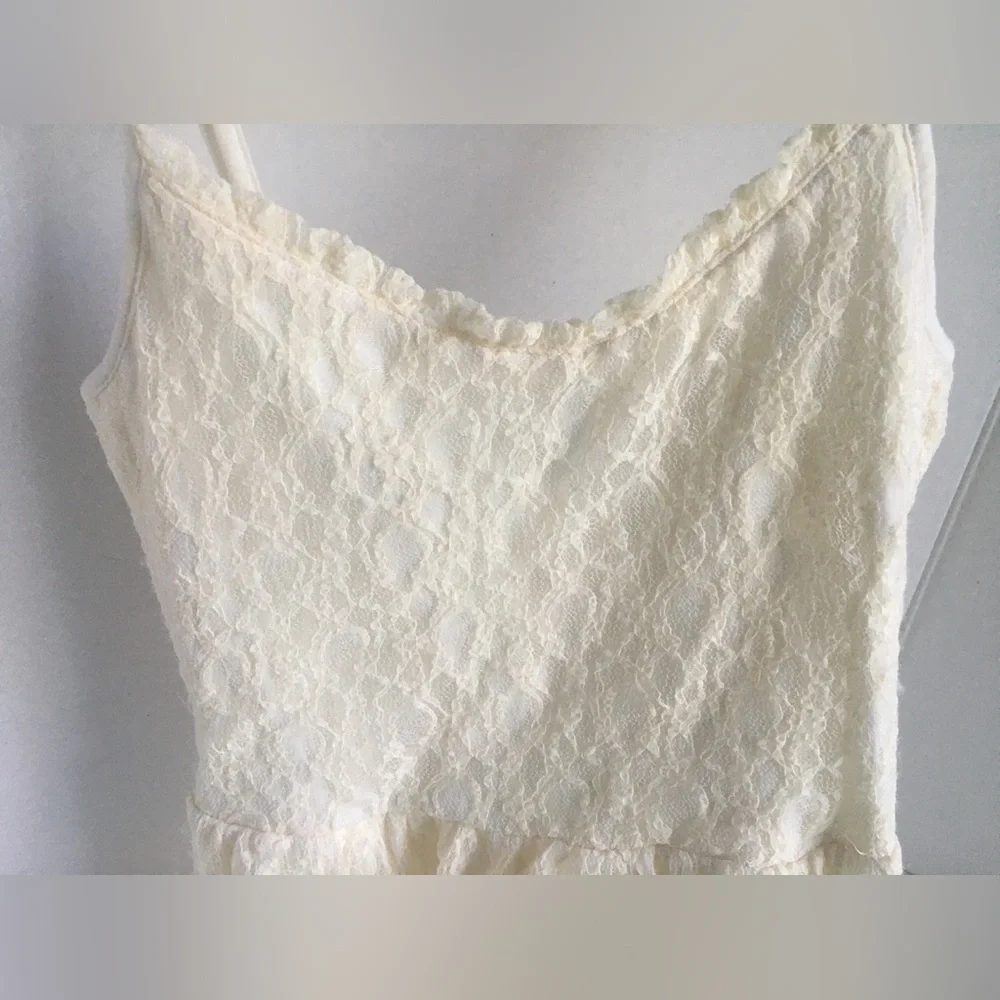Abercrombie & Fitch Lace Maxi Dress - Off White/cream Spaghetti Straps - X-Small